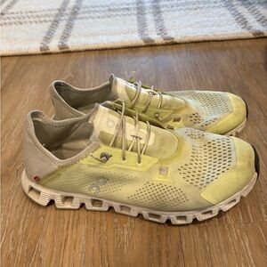 On Running Green and Gray Sneakers